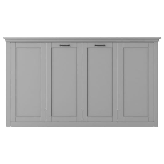 Twin Size Murphy Bed With Cabinet Storage - Gray