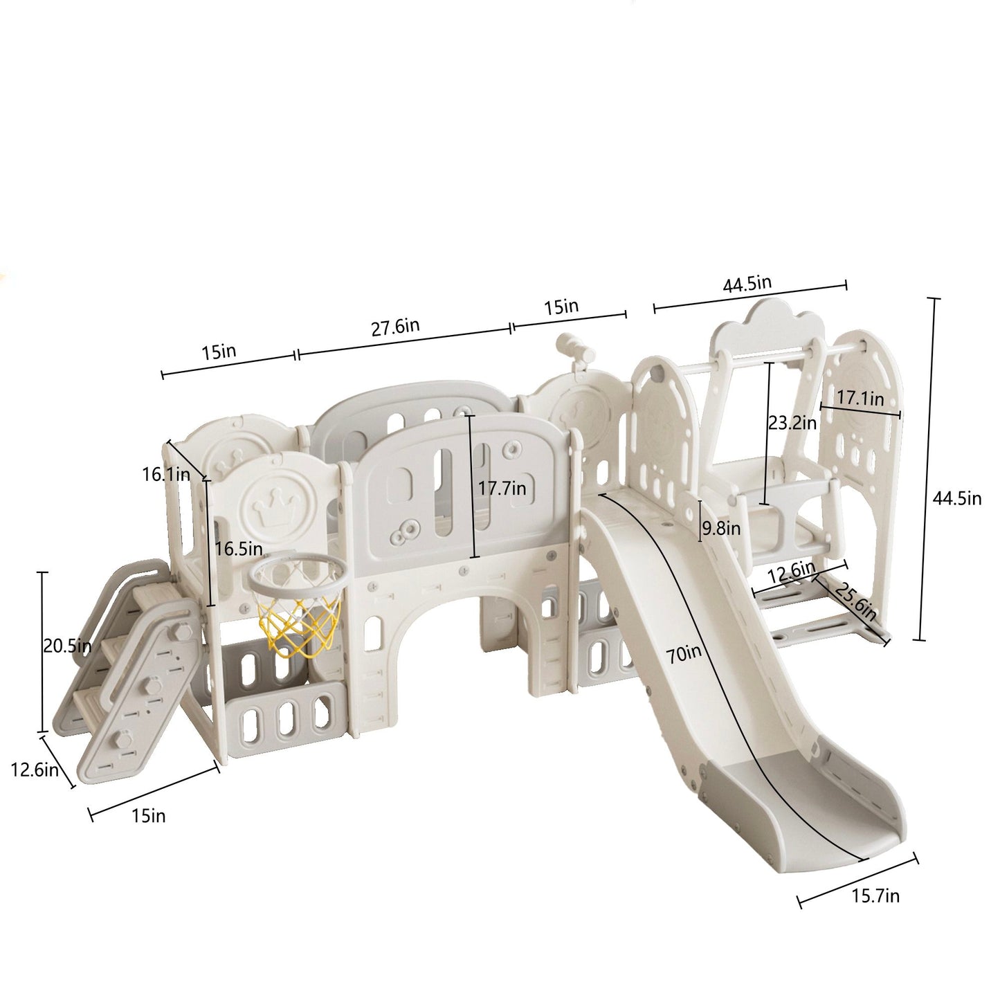 Toddler Slide Kids Playground With Basketball Hoop And Swing