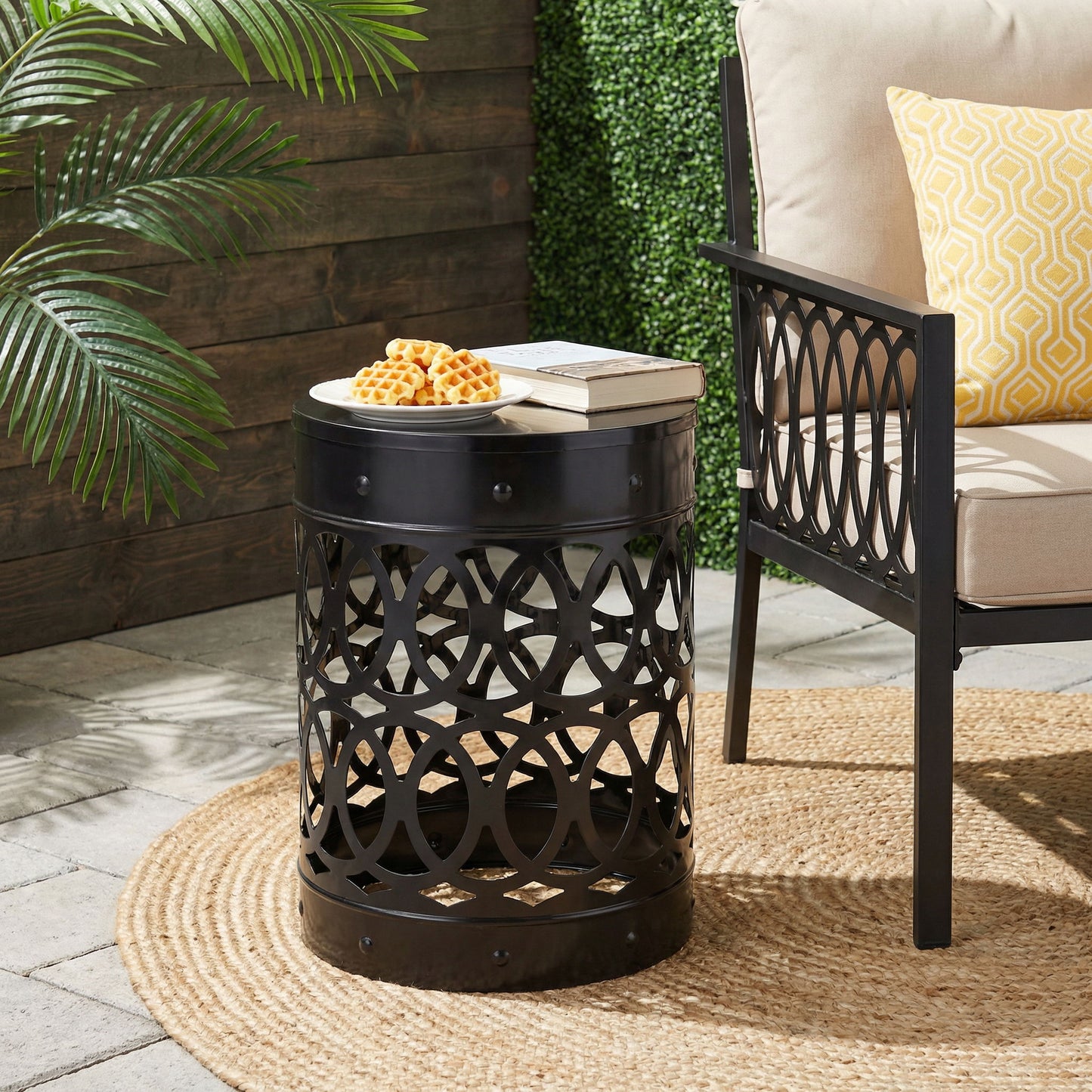 Outdoor Metal Large End Table, Modern Design
