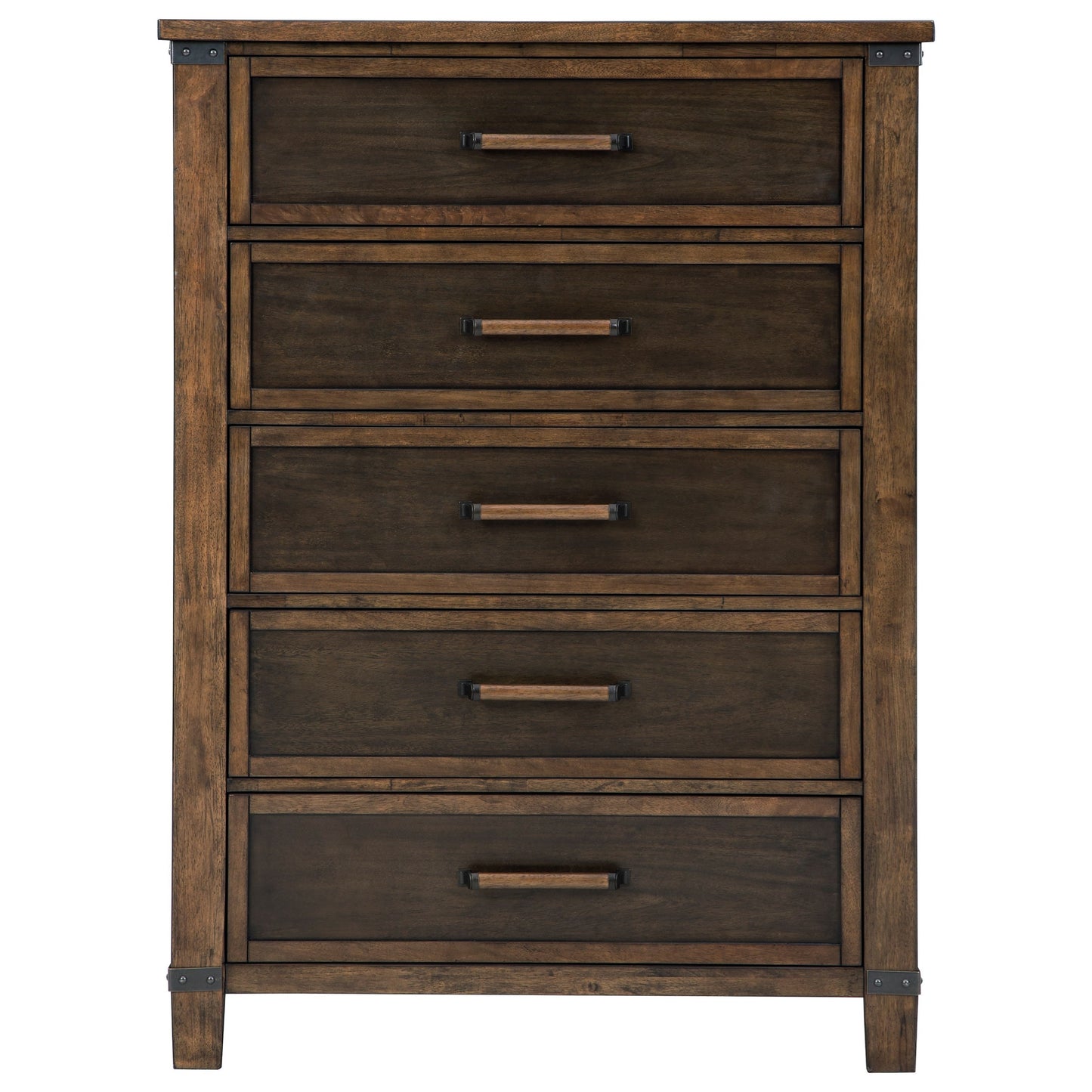 Two-Tone Finish Mango Veneer 5-Drawer Chest