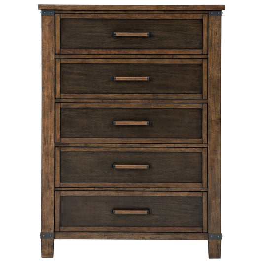 Two-Tone Finish Mango Veneer 5-Drawer Chest