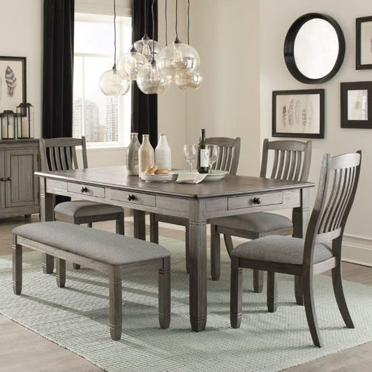 6-Piece Table and Chair Set with Bench