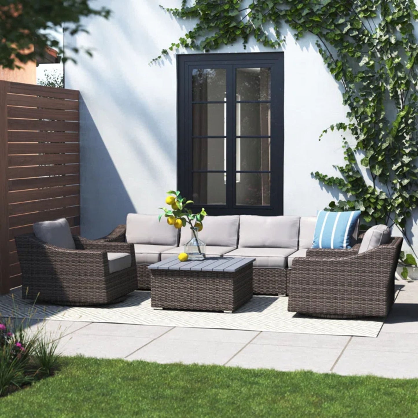 Stylish Sofa Seating Group With Cushions Perfect For Outdoor Gatherings