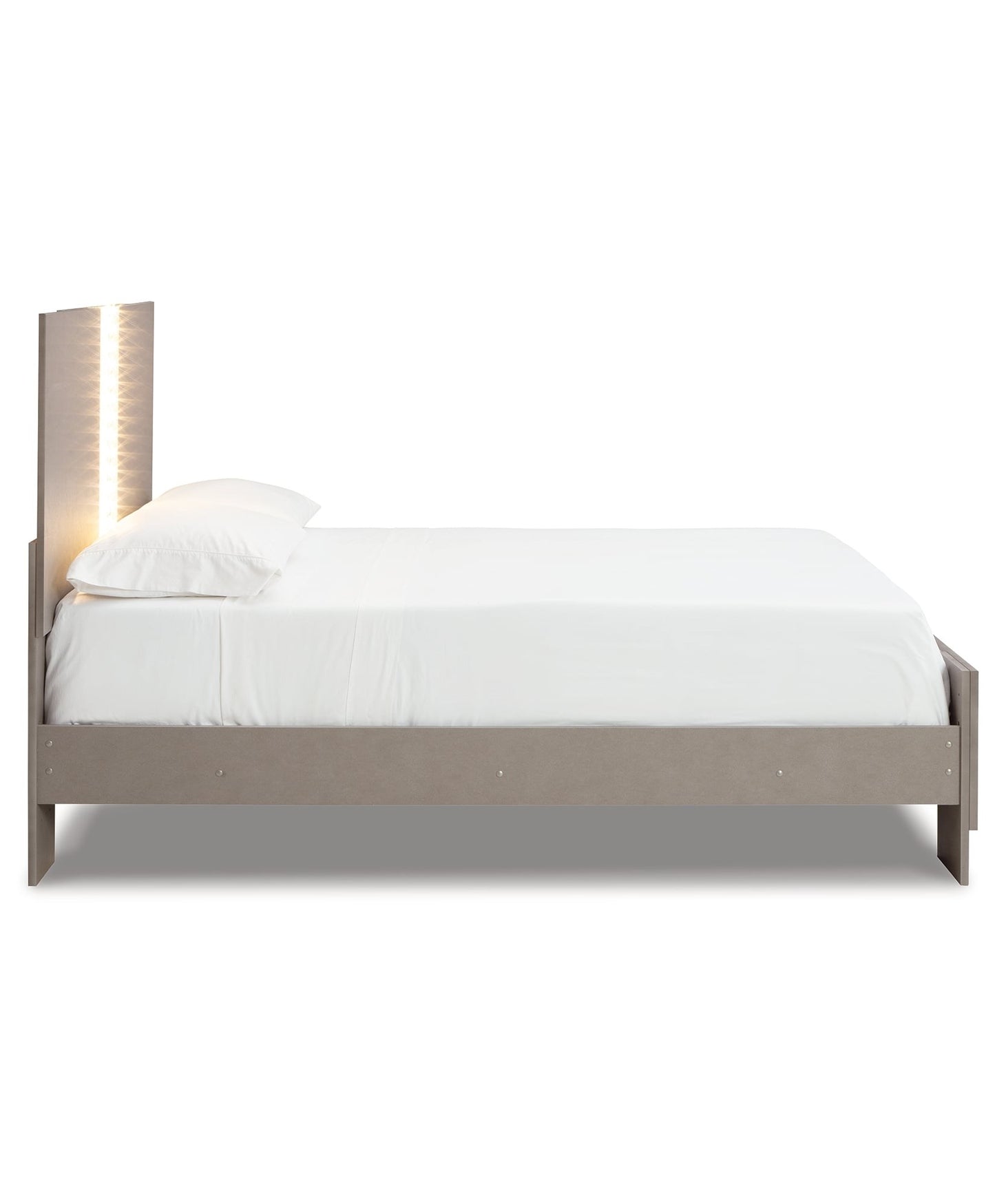 Contemporary Queen Panel Bed with LED Headboard