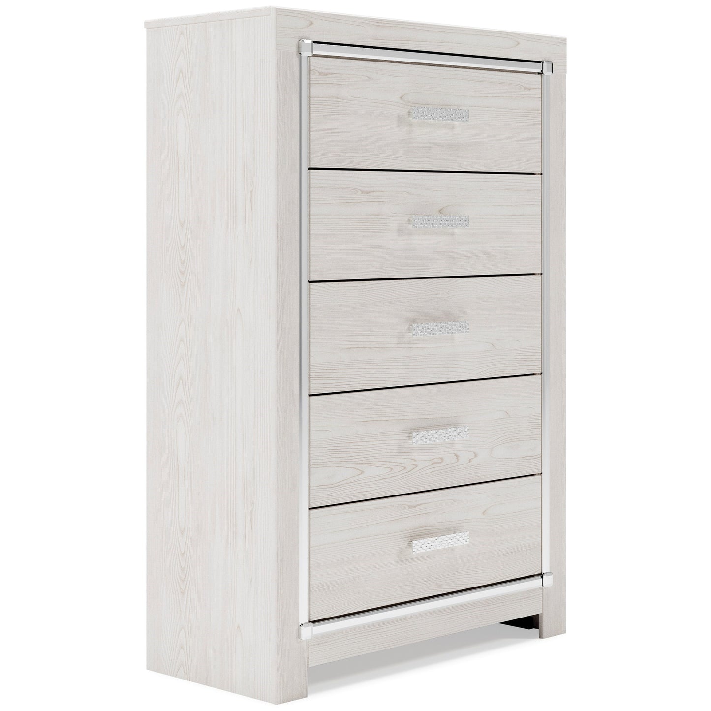 Glam 5-Drawer Chest with Chrome Finish Accents