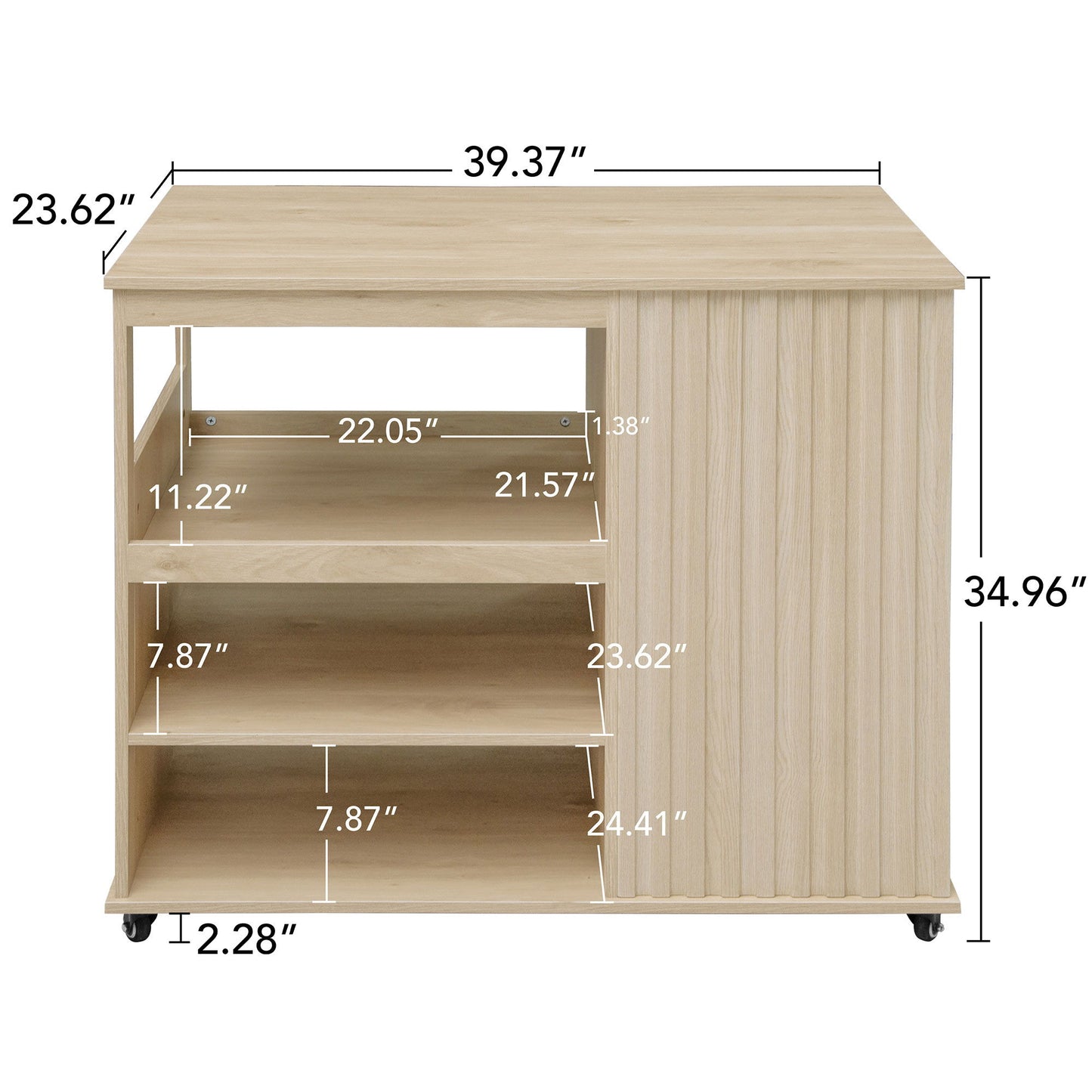 Kitchen Island Cart, Rolling Serving Utility Trolley Cart Modern Kitchen Island With Storage Drawer Wine Rack Lockable Casters, Kitchen Cart For Kitchen, Dining Room, Bar Living Room - Natural