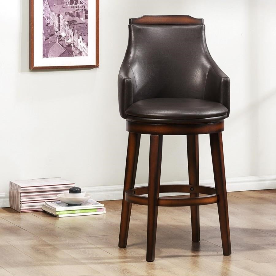 Transitional Upholstered Counter Height Chair with Swiveling Seat