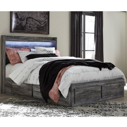 Contemporary Queen Panel Bed with Storage Footboard