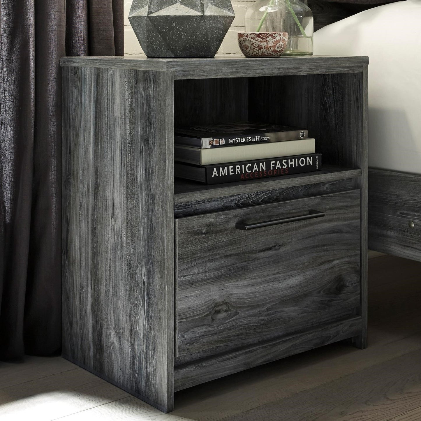 Contemporary 1-Drawer Nightstand with USB Charger