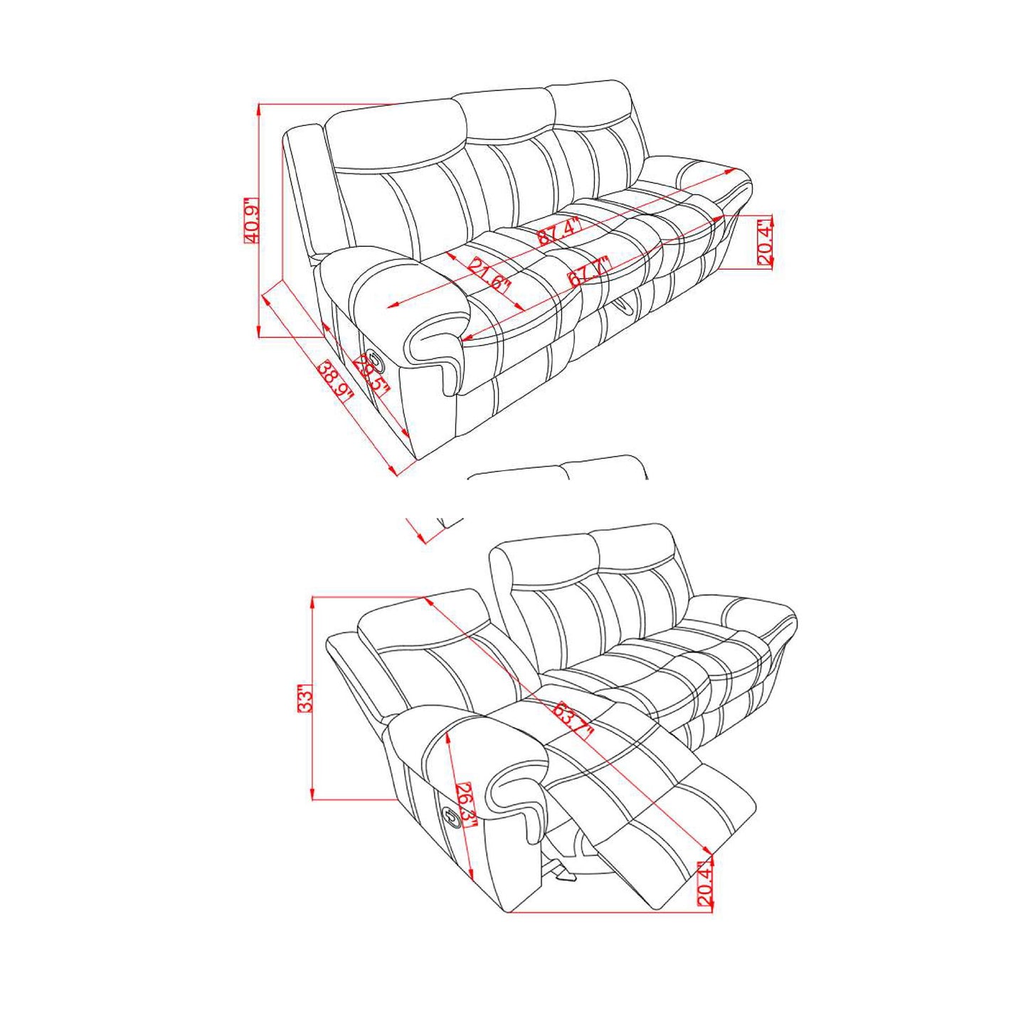 Jimny - Domino Power Reclining Sofa