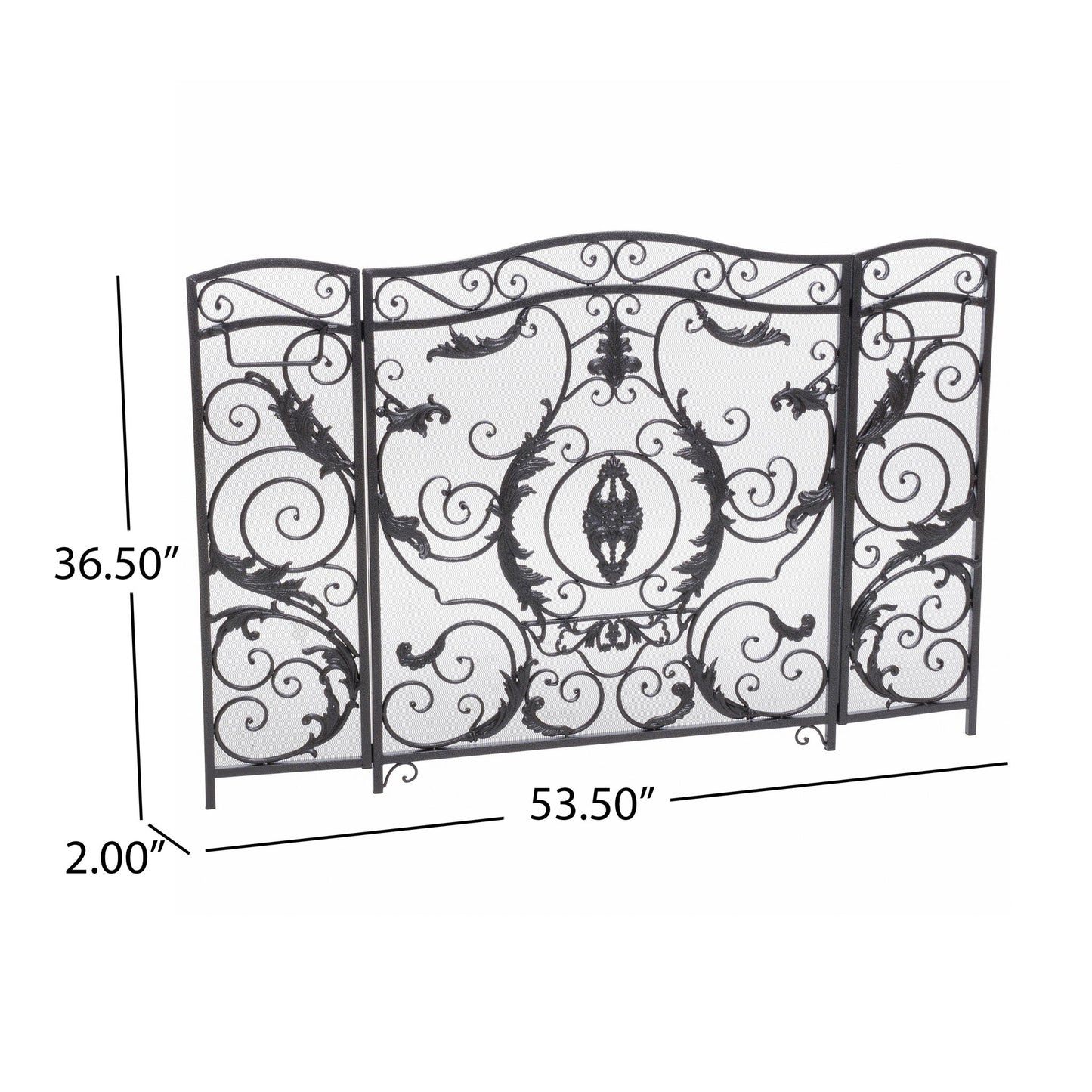 Mariella - Traditional Floral Iron Fireplace Screen With Ornate Design
