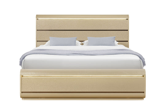 Genesis - King Bed With LED - Gold