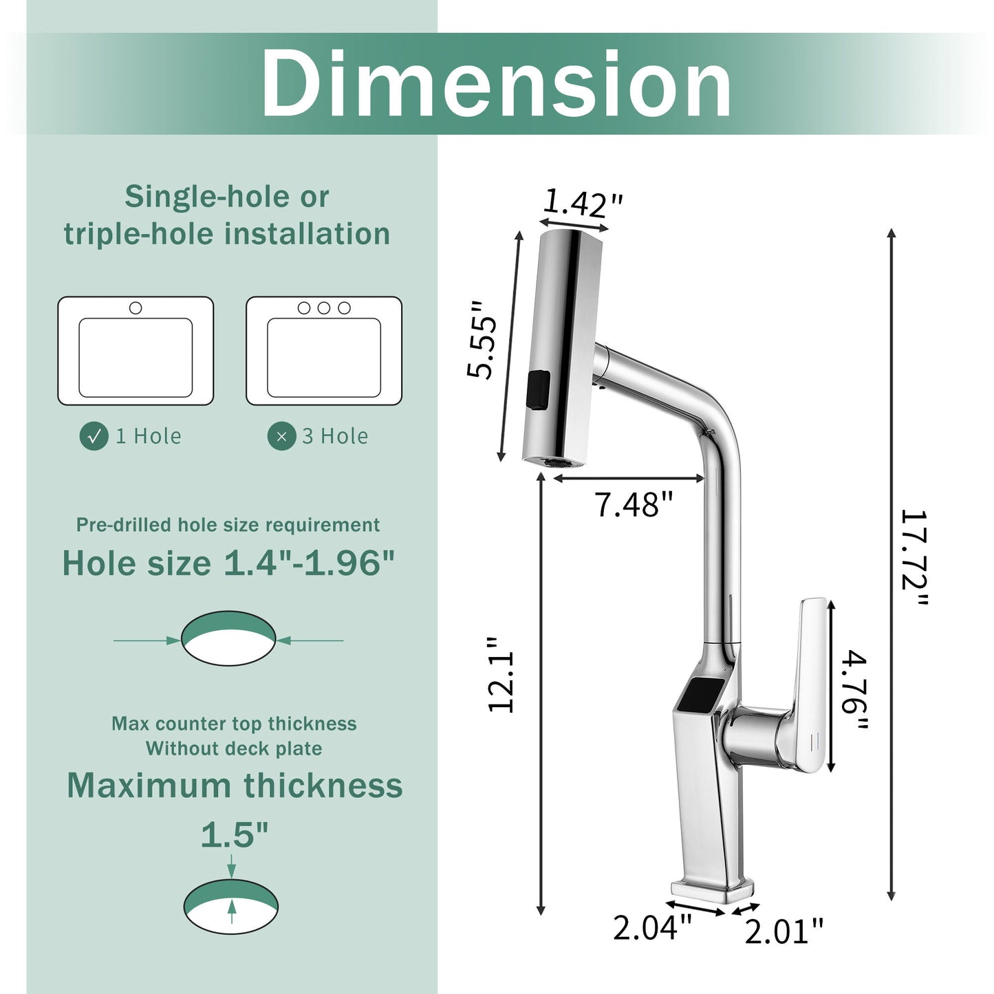 Touchless Kitchen Faucet With LED Display