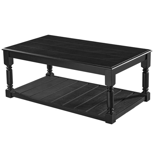 Coffee Table With Slatted Lower Shelf For Living Room