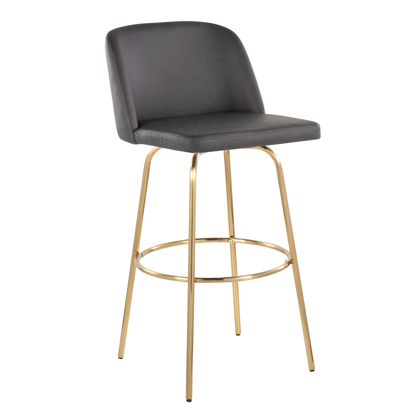 Toriano - Contemporary Fixed Height Barstool With Swivel And Round Footrest (Set of 2)