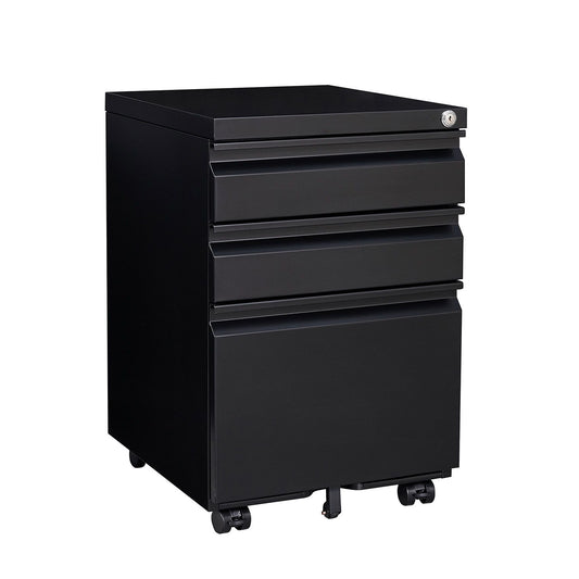 3-Drawer Mobile Filing Cabinet With Lock, Legal/Letter Storage