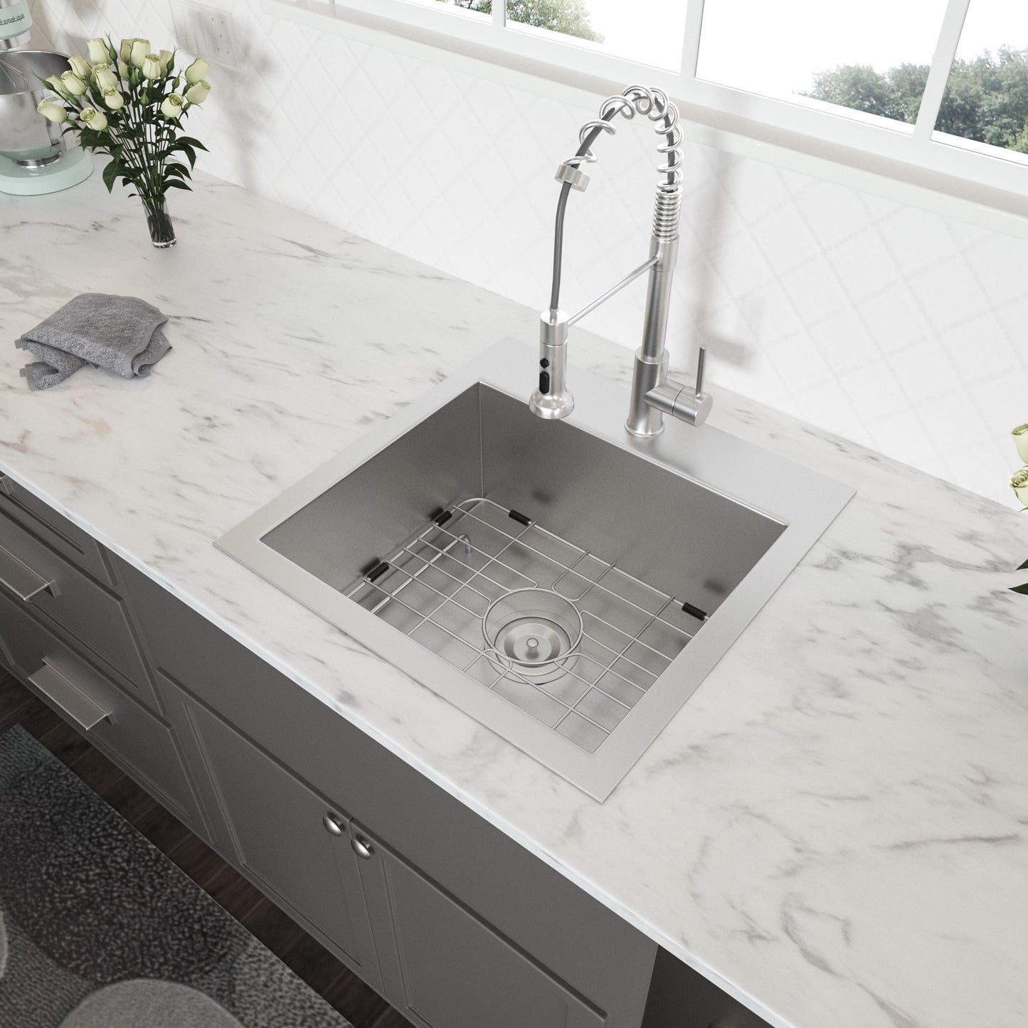 Stainless Steel Drop In Kitchen Sink, Topmount