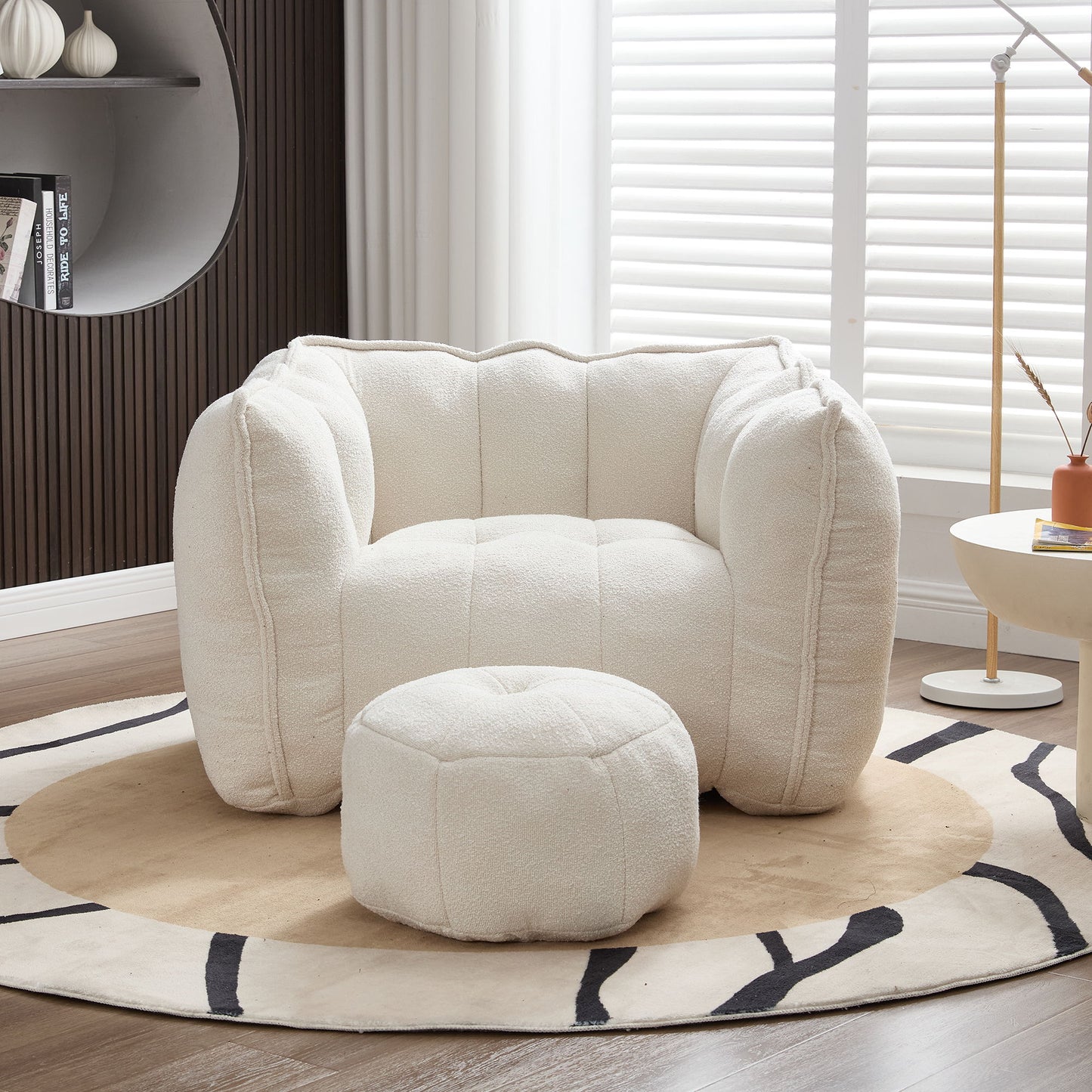 Soft Chenille Bean Bag Chair With High Resilient Foam