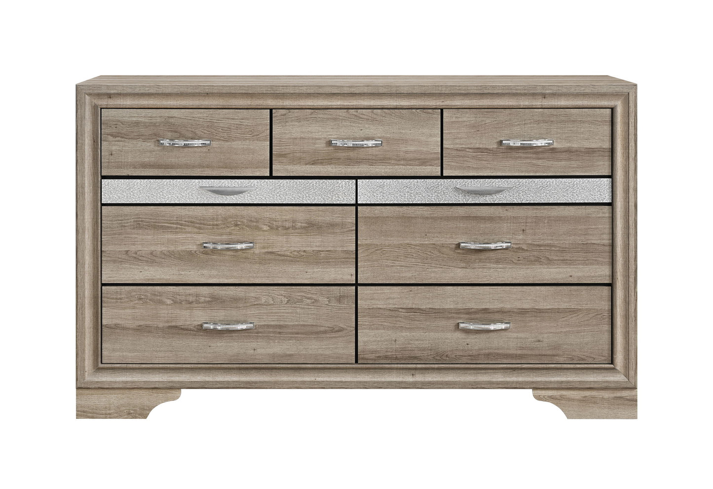 Seville - 5 Piece Queen Bedroom Set (Bed, Dresser & Mirror, Nightstand, Chest) - Natural