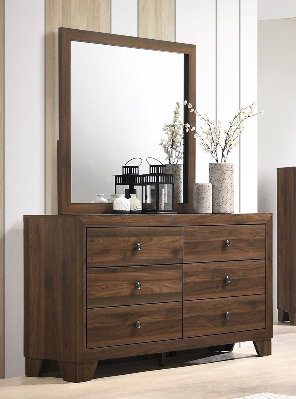 Transitional 6-Drawer Dresser with Metal Hardware