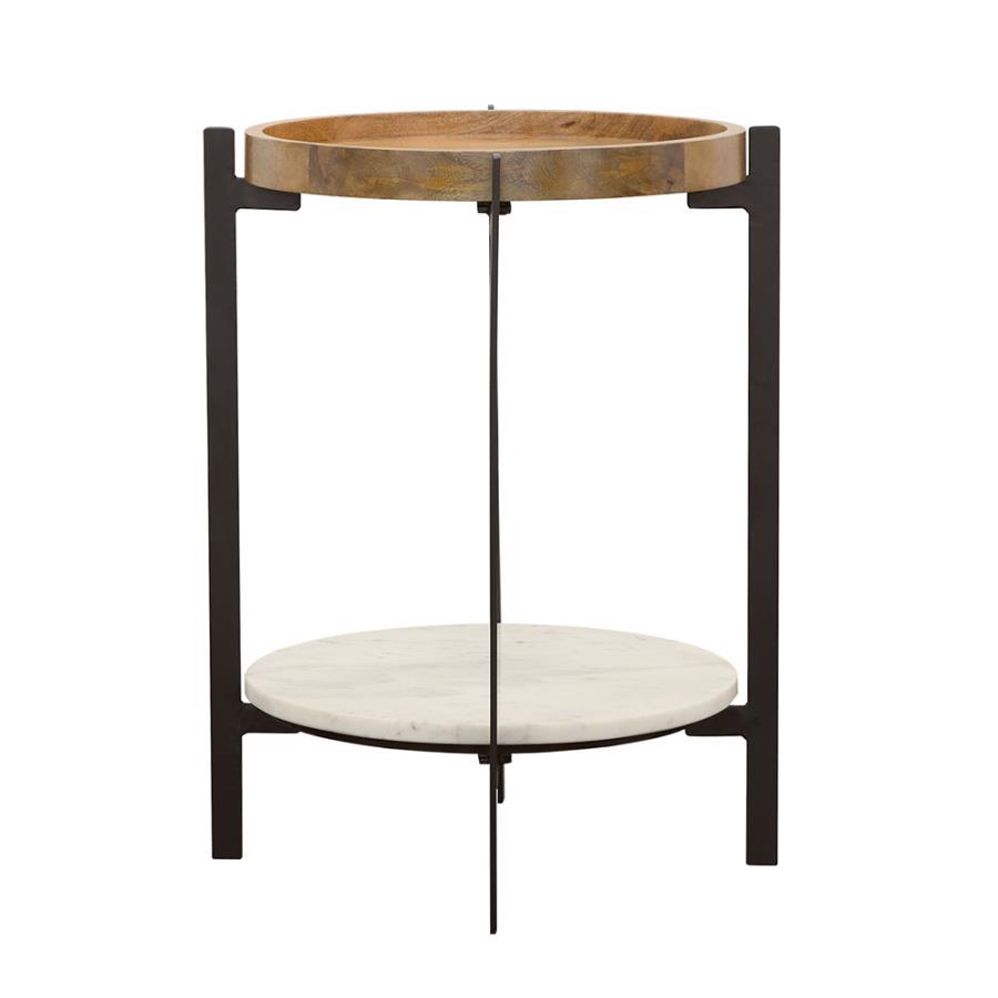 Adhvik - Round Table With Marble Shelf