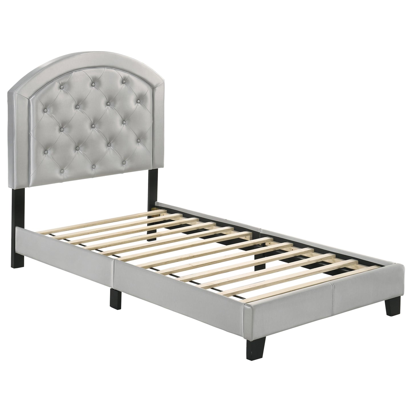 Twin Upholstered Platform Bed with Adjustable Headboard