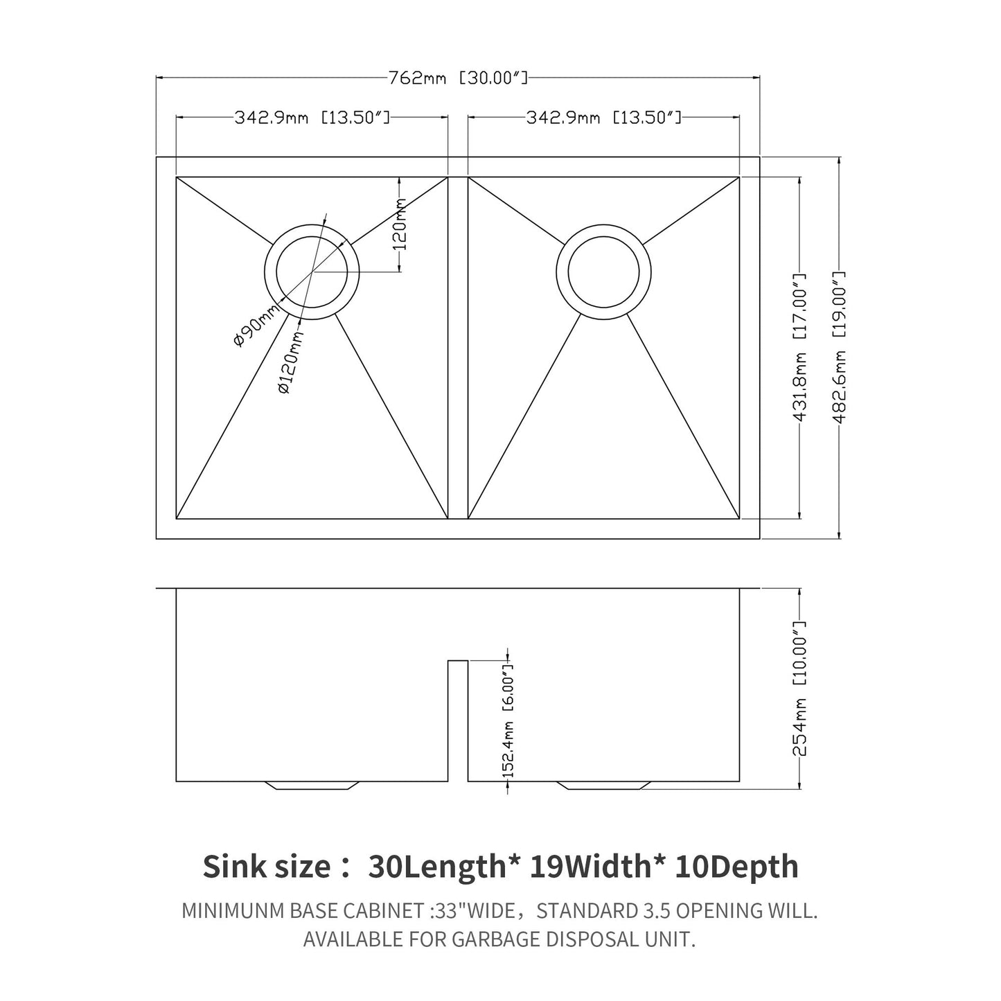 Modern Double Bowl Undermount Kitchen Sink 50 / 50 Design Stainless Steel