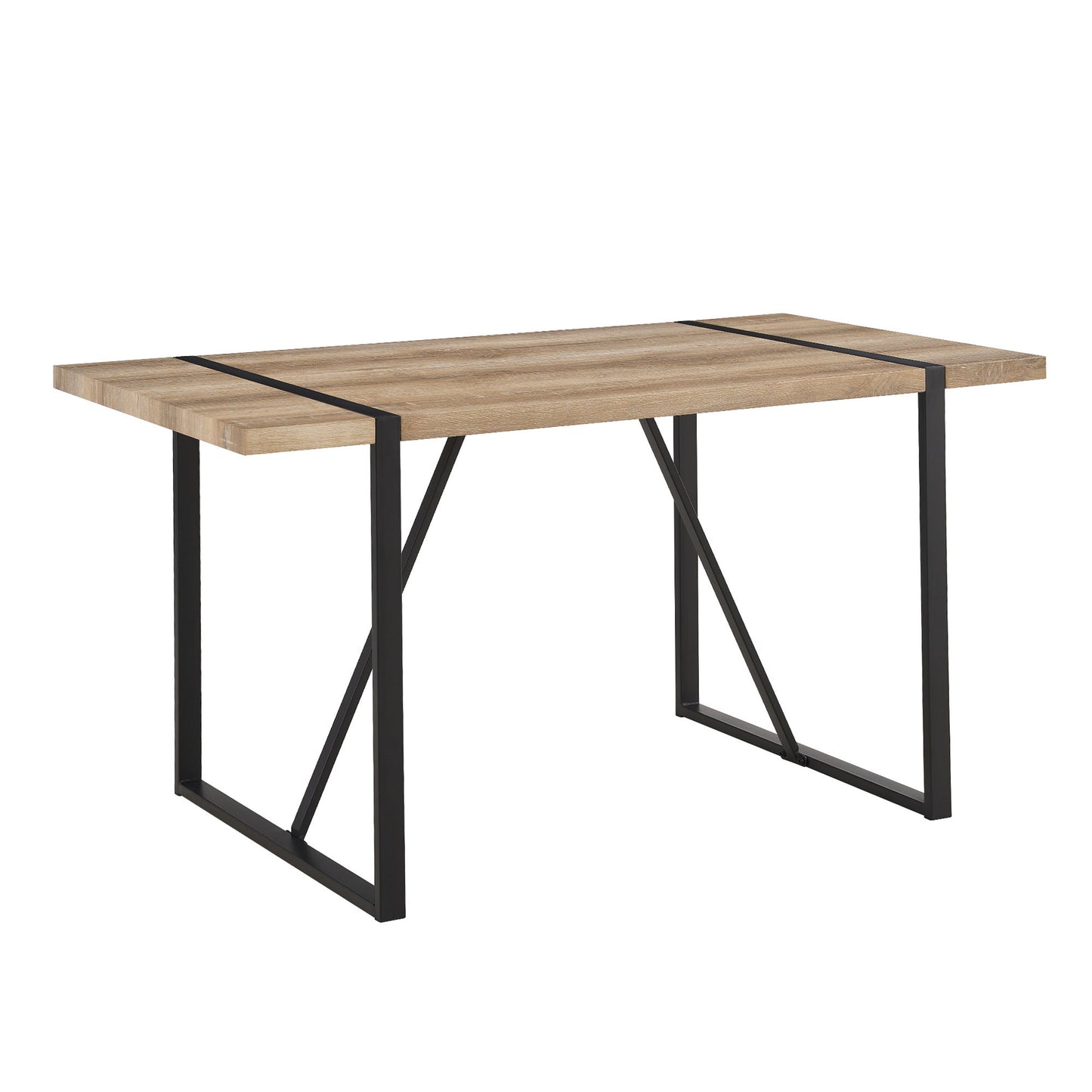 Modern Dining Table With Black Metal Legs For 4 - 6 Person