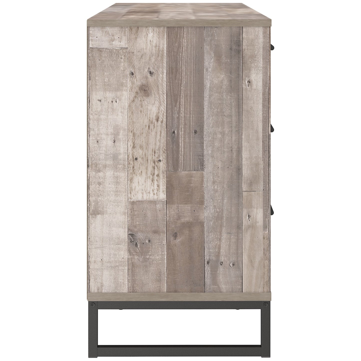 Rustic Dresser with Butcher Block Pattern and Metal Sled Legs