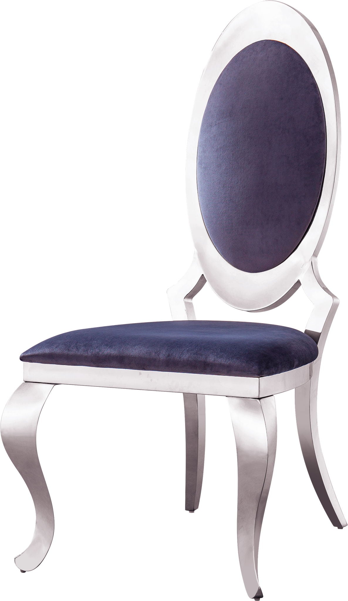 Dining Chair With Oval Backrest, Stainless Steel Legs (Set of 2)