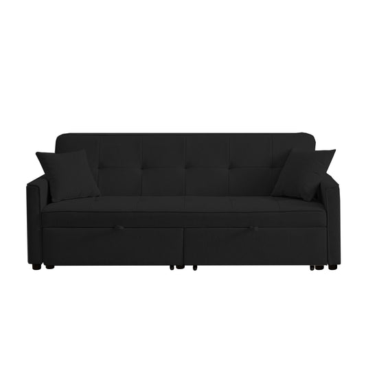3 In 1 Convertible Sleeper Sofa Bed, Reclining Backrest, Pillows, Pockets