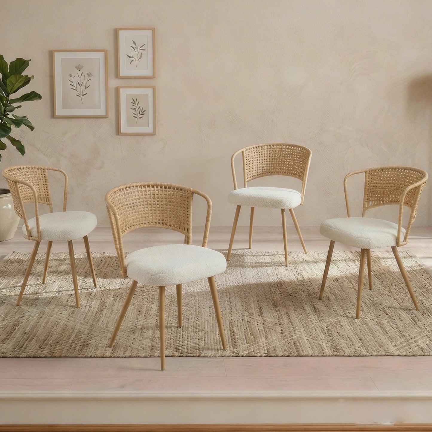 Farmhouse Style Wicker Dining Chair