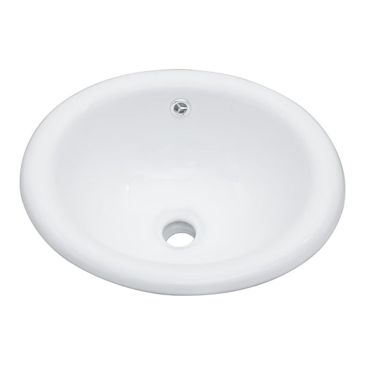 Semi Recessed Bathroom Sink With Countertop Vessel Design, 17" X 15.5" - White