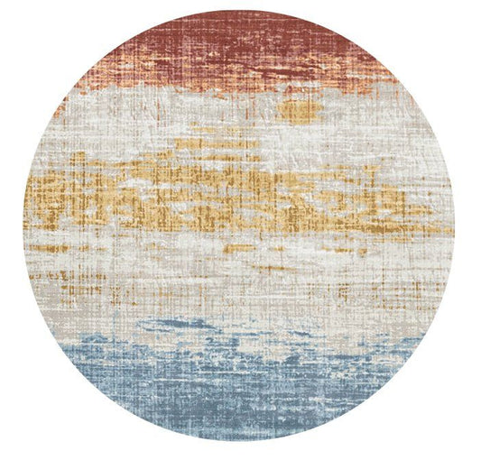 Rabbit - 41" X 41" Washable Non - Slip Round Rug, Elegant Design - Ivory Multi