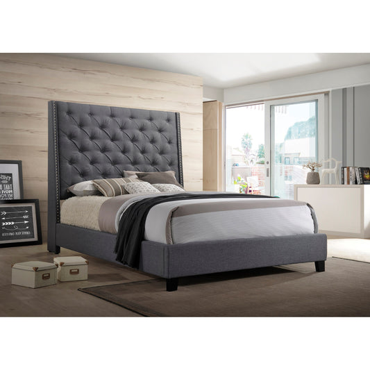 Queen Upholstered Bed with Button Tufted Headboard