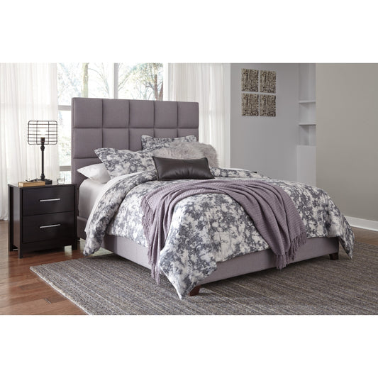 Queen Upholstered Bed in Gray Fabric