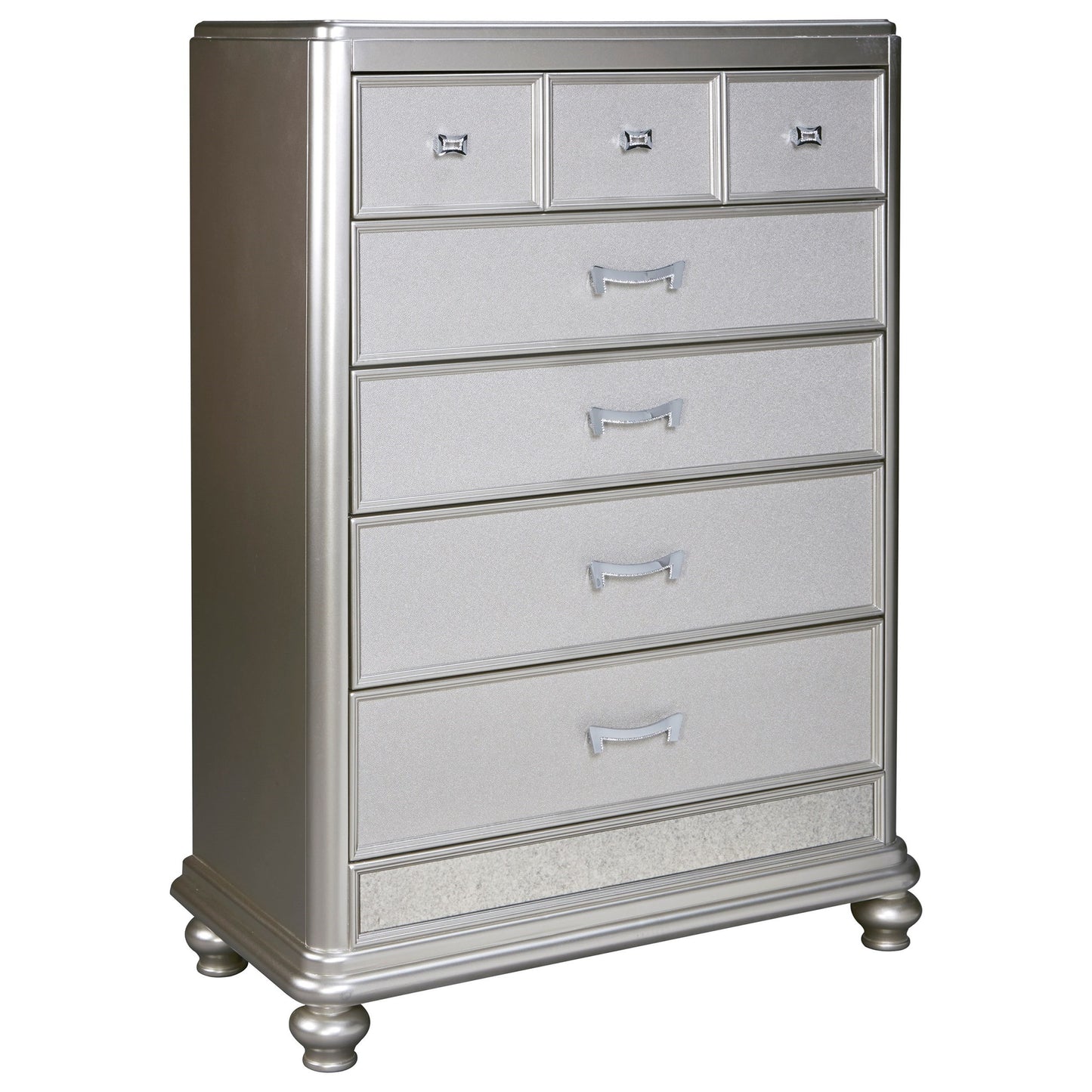 Five Drawer Chest in Silver Paint Finish