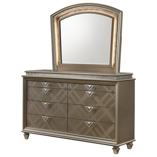 Glam 8-Drawer Dresser and LED Mirror Set