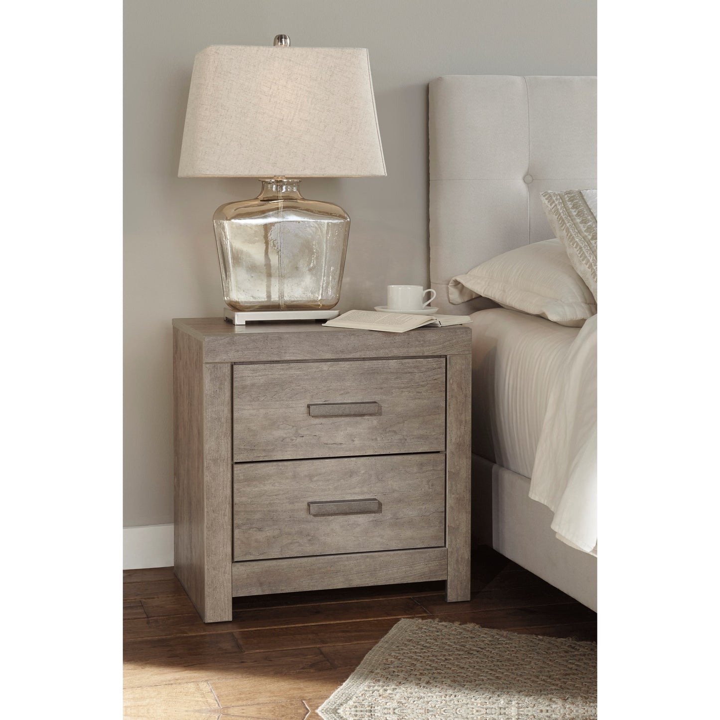 Contemporary Two Drawer Night Stand with USB Ports