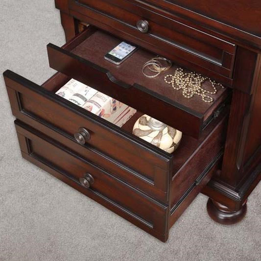 Transitional 3 Drawer Nightstand with Hidden Storage