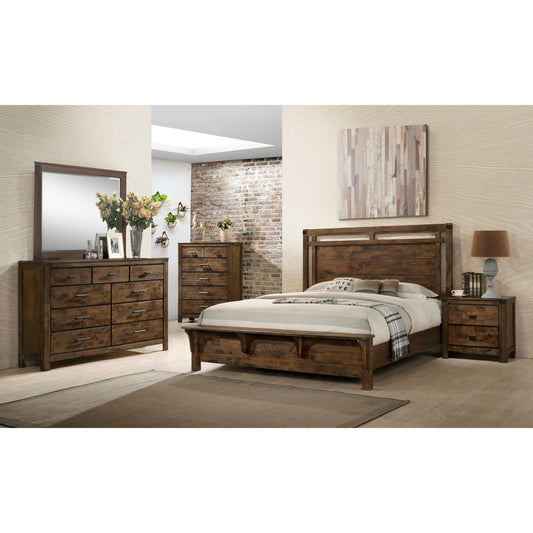 Queen Panel Bed in Rustic Finish