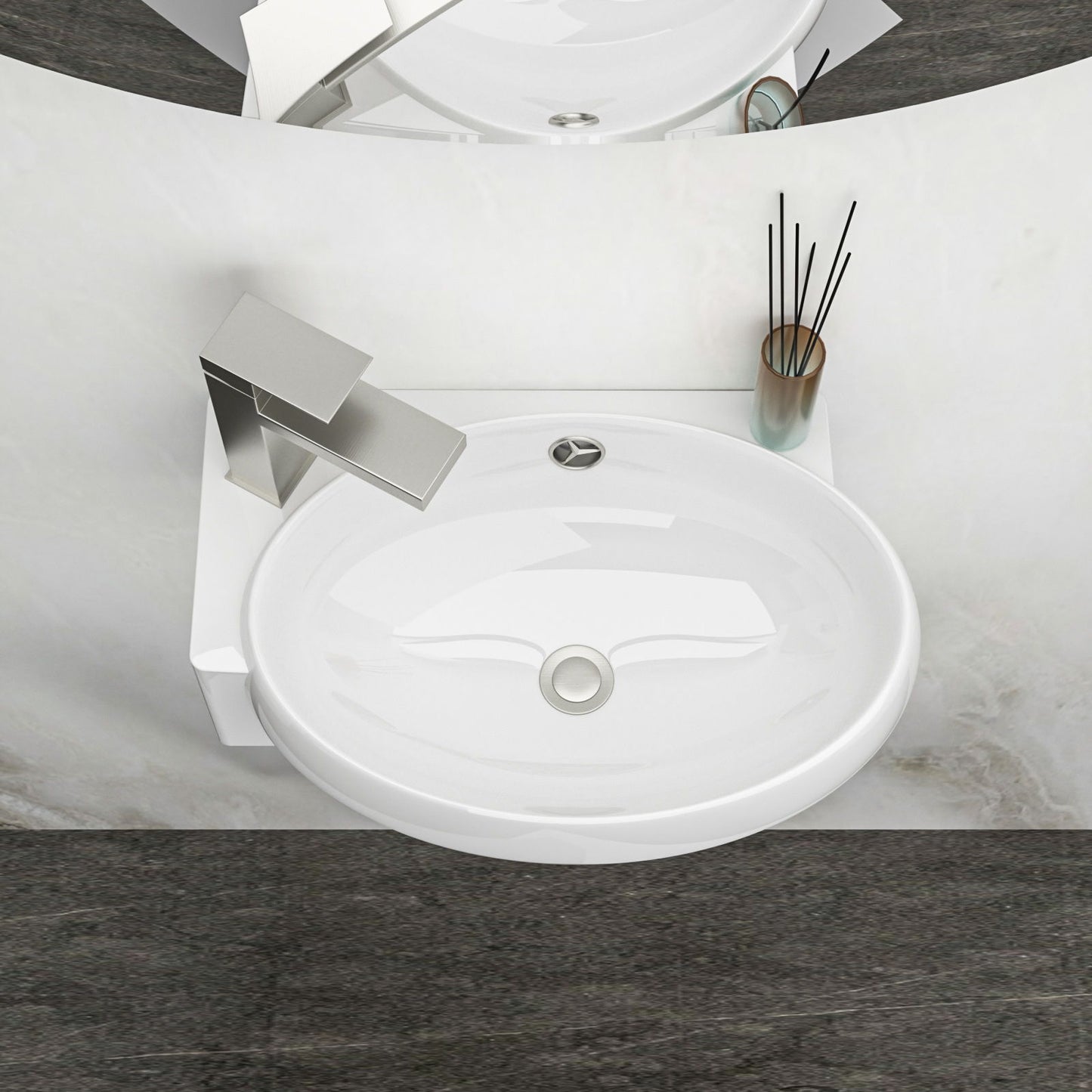 Modern Aesthetic Rectangle Wall Mount Bathroom Sink With Single Faucet Hole