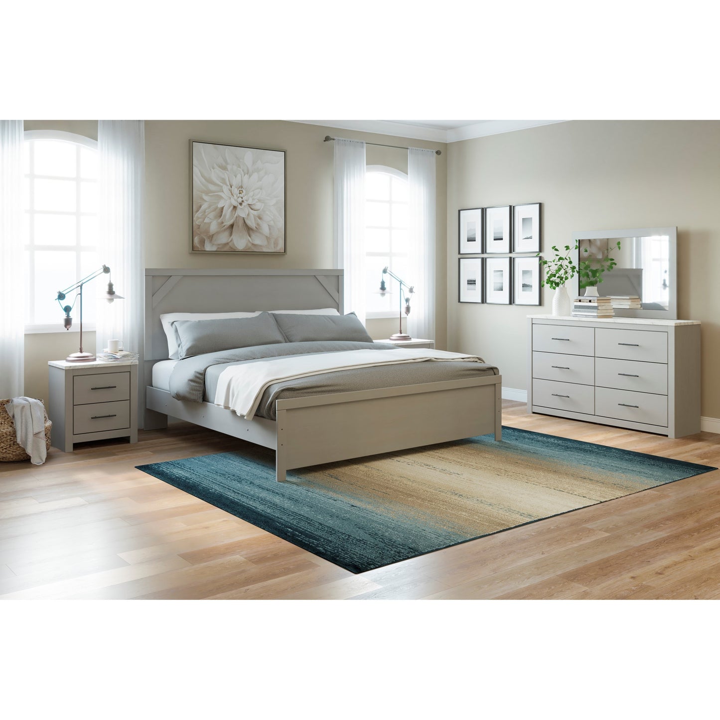 Gray Finish King Panel Bed