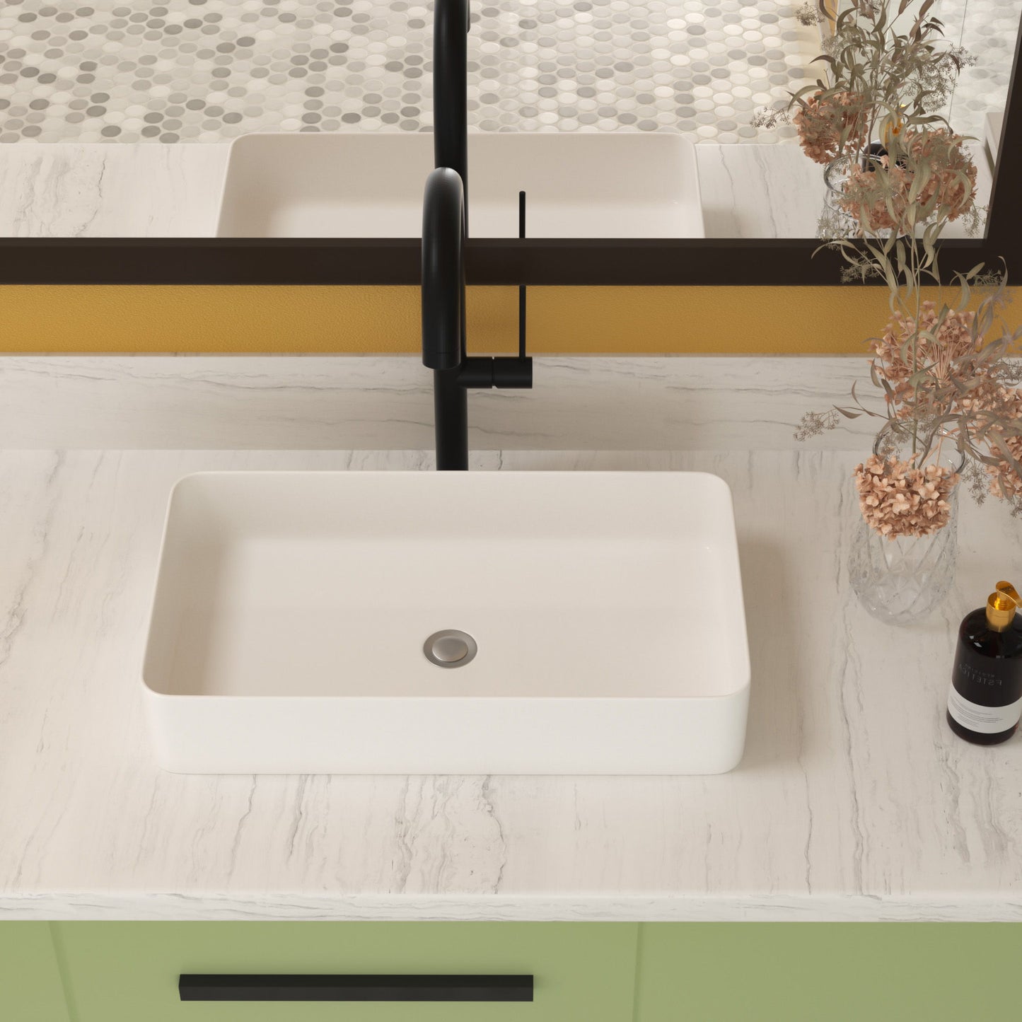 Modern Ceramic Rectangular Bathroom Vessel Sink With European Design