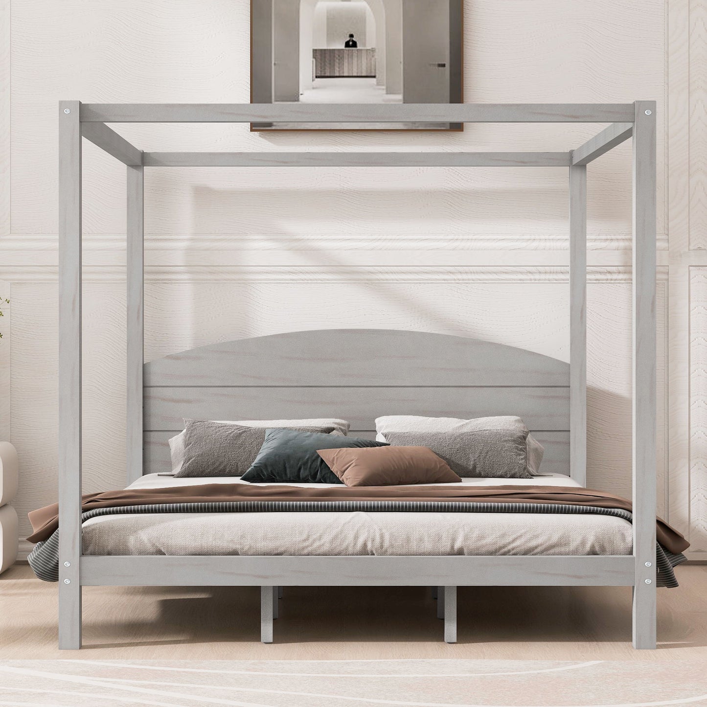anopy Platform Bed With Headboard And Support Legs