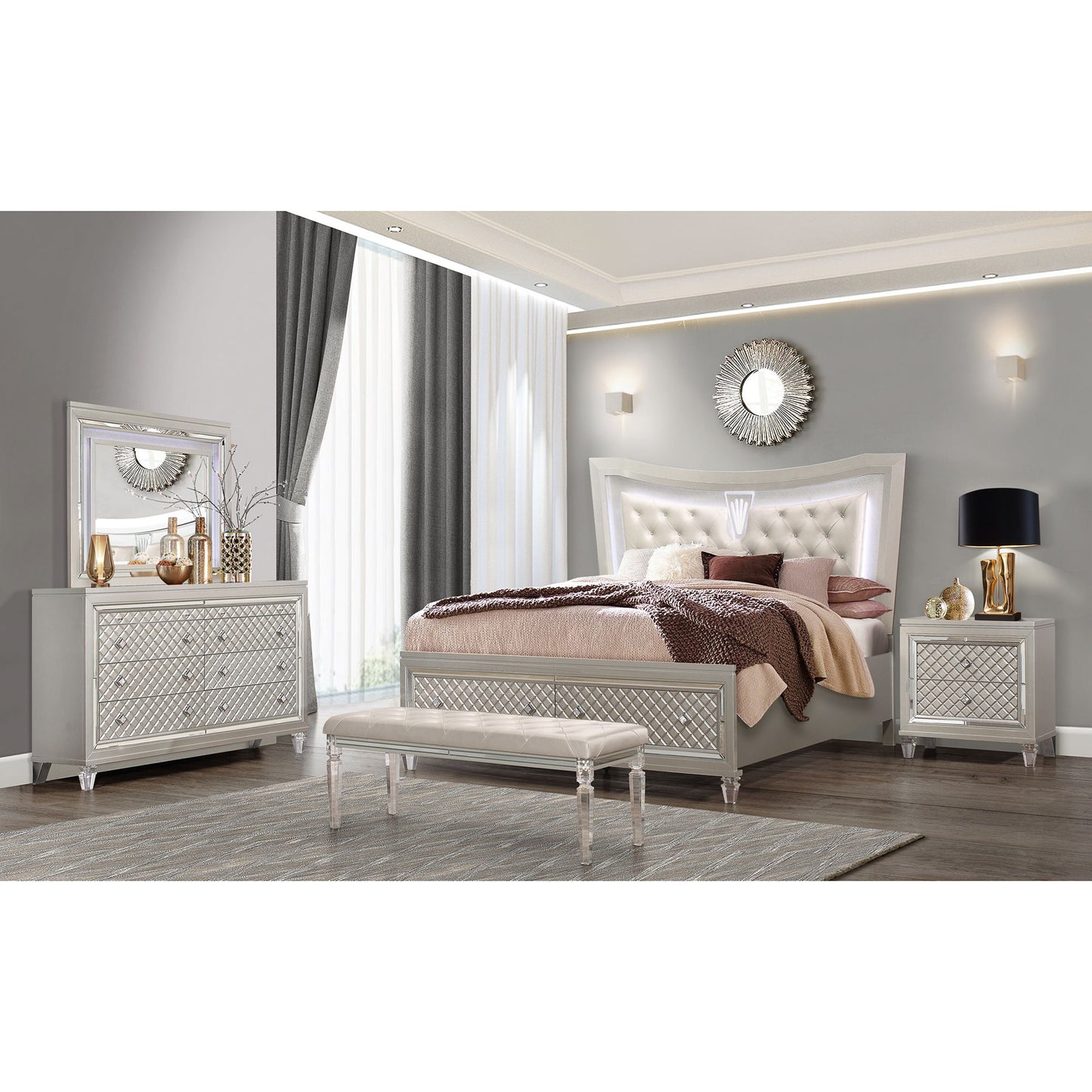 Cross - Elegant Design Bed With LED