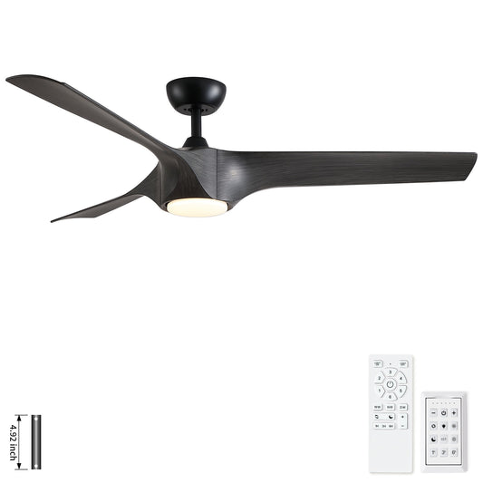Reversible Quiet Motor Ceiling Fan Light With ABS Blades - Black / Gray