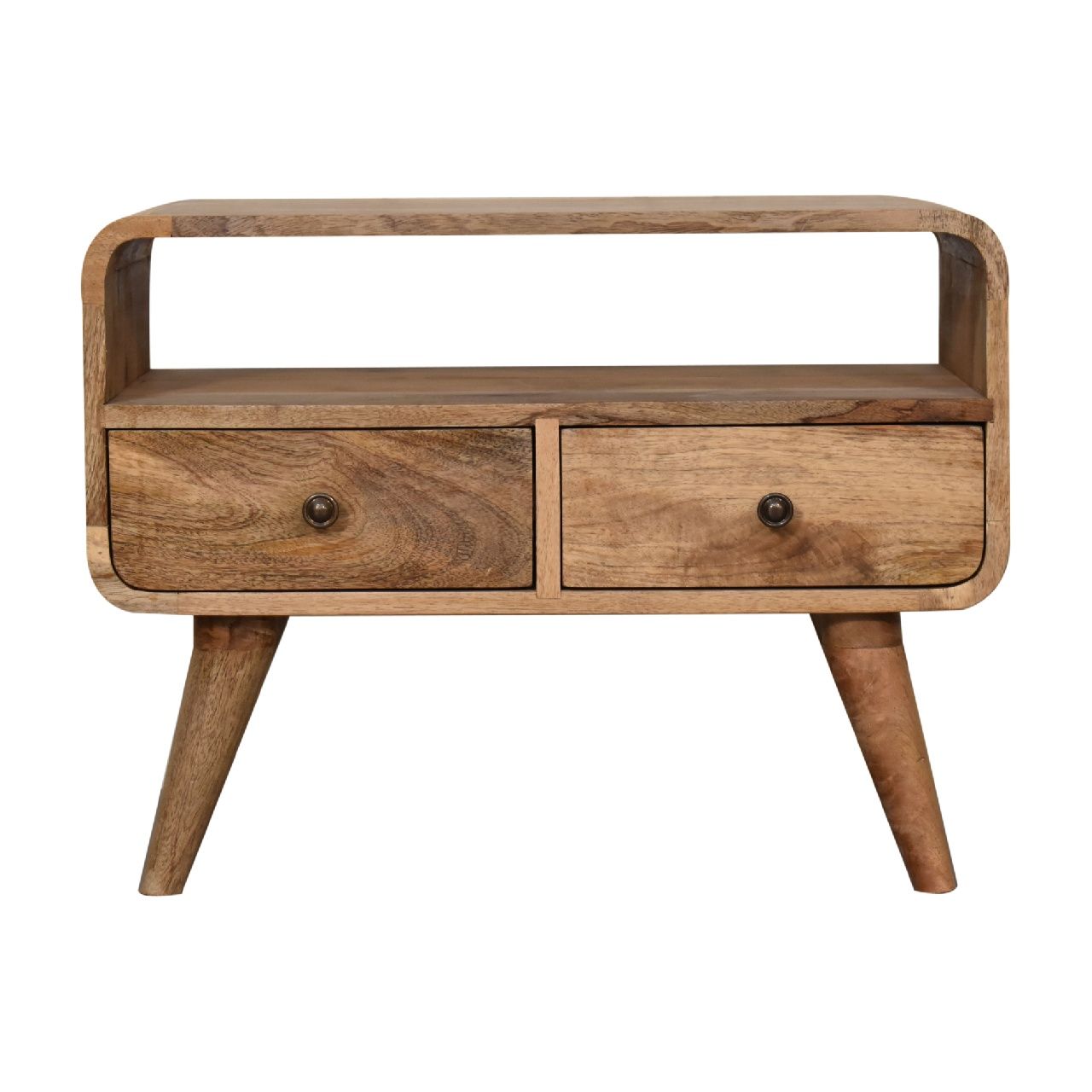 Mini Curved Media Unit - Oak