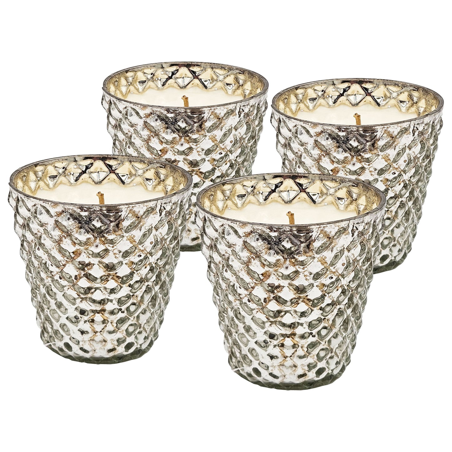 Scented Soy Wax Candle Glass (Set of 4) - Silver