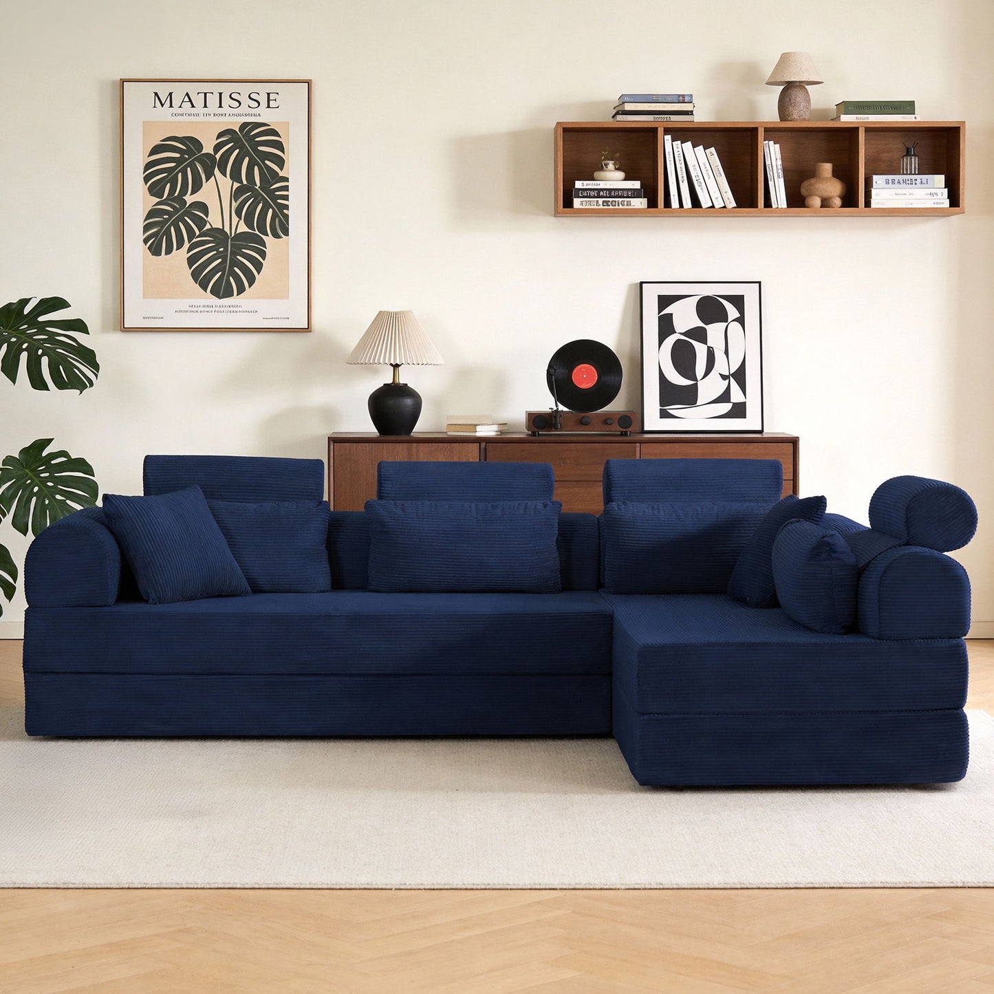 Modern L-Shape Modular Sectional Sofa, Compressed Design